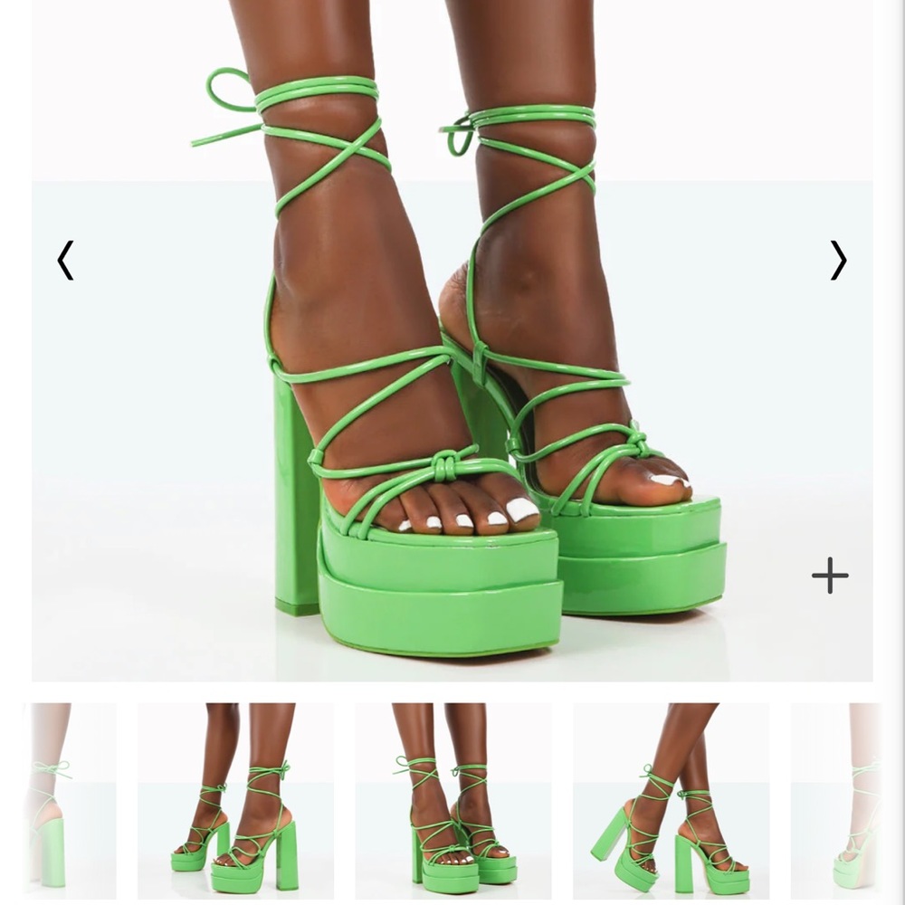Public Desire Green Lace Up Platform Heels